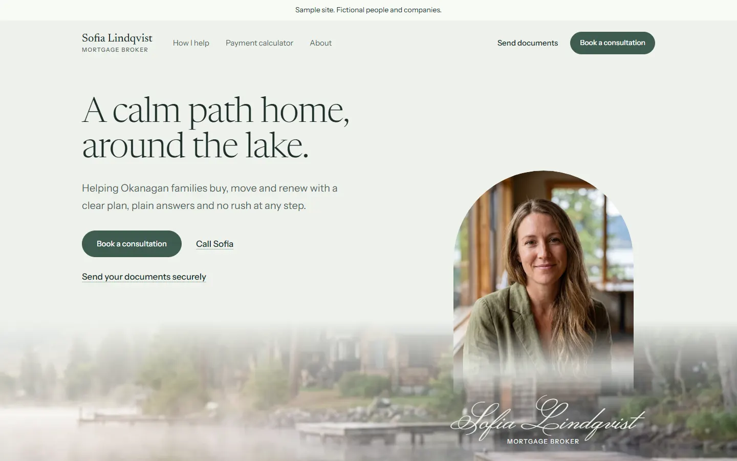 The Summit template's home page, for a fictional broker.